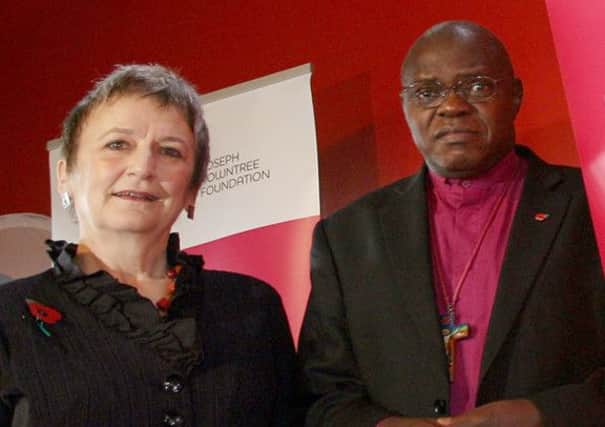 Julia Unwin with Archbishop of York, Dr John Semtanu