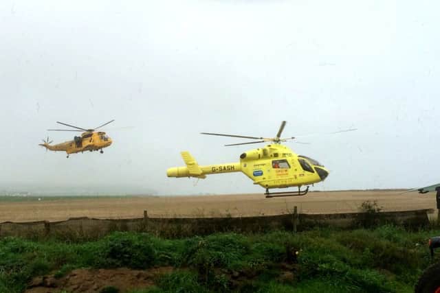 The scene of the helicopter crash in Flamborough, East Yorkshire. Pictures: Ross Parry Agency