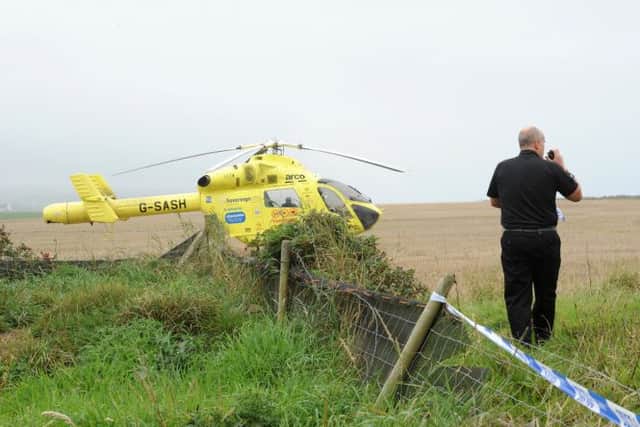 A private helecopter has crashed on the cliffs at Flamborough Head