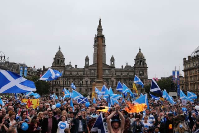 Yes supporters gather in George Square, Glasgow, ahead of the Scottish independence referendum