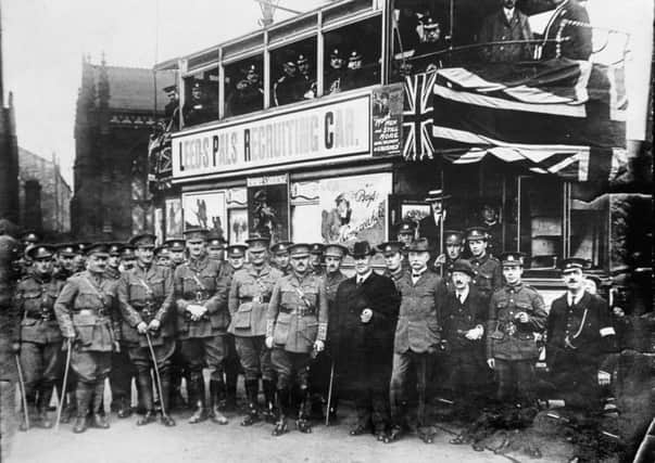 The decorated tram which attracted recruts for The Leeds Pals in the First World War.