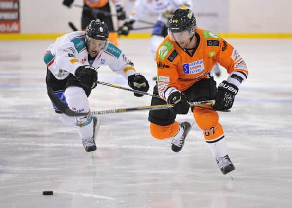 Game-winner Colton Fretter in action against Belfast Giants at Ice Sheffield on Sunday night. Picture: Dean Woolley.