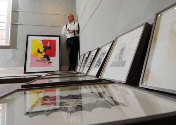 Artist Norman Ackroyd, amongst the work of artists on display at the Zillah Gallery, Kirkgate, Leeds. Picture by Simon Hulme