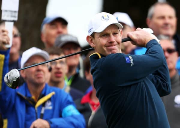 Europe's Stephen Gallagher during a practice session at Gleneagles