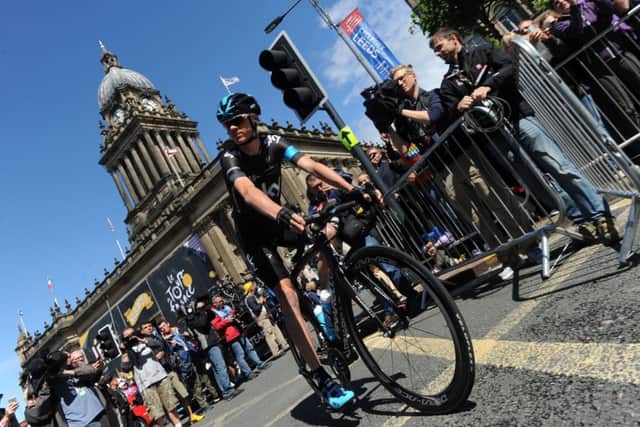 Chris Froome at the start of of the first stage of the Tour de France in in Leeds. Picture: Bruce Rollinson