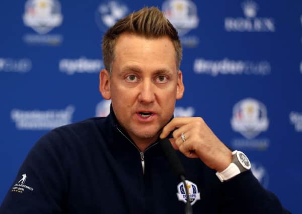 Europe's Ian Poulter during a press conference at Gleneagles Golf Course