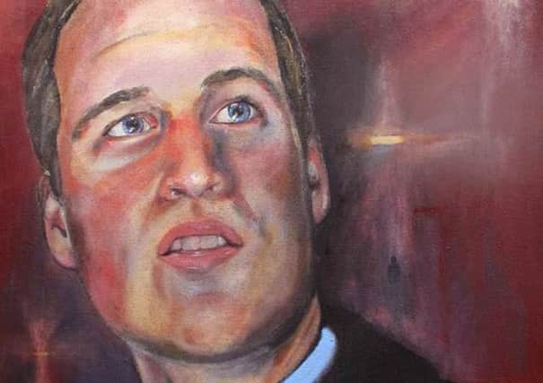 Dan Llywelyn Hall's portrait of the Duke of Cambridge which is being auctioned at Bonhams in London.