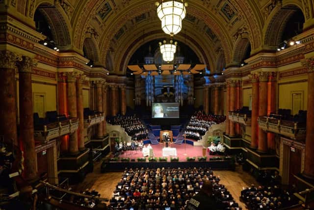 The memorial service to celebrate the life of teacher Ann Maguire at Leeds Town Hall.