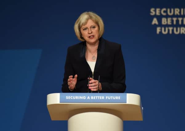 Home Secretary Theresa May during her speech to delegates at the Conservative Party conference