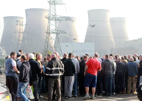 Striking workers at the construction site of a new power station at Ferrybridge, near Castleford. Picture: Ross Parry/Steven Schofield