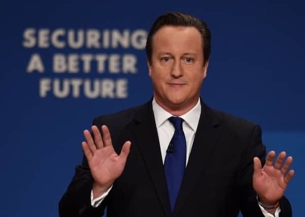 David Cameron during his keynote speech to delegates at the Conservative Party conference