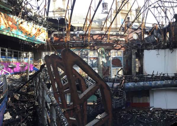 The interior of the Majestic before and after the blaze