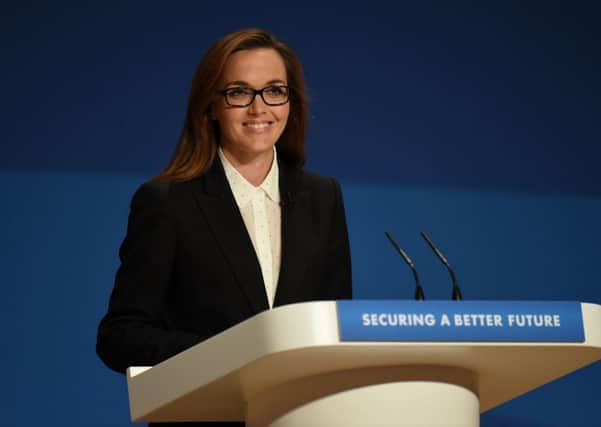 Olympic gold medalist Victoria Pendleton addresses the room during the Conservative Party annual conference 2014 at the ICC in Birmingham. PIC: PA
