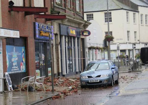 The scene in Cliff Street, Bridlington, after part of a building collapsed on a member of the public. Picture: Michael Hopps/Bridlington Free Press
