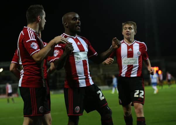 Jamal Campbell Ryce celebrates his winner. (Picture: Blades Sports Photography)