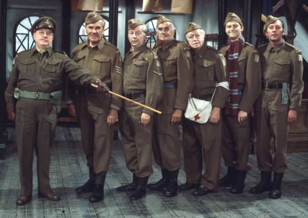 The original cast of Dad's Army: Arthur Lowe as Capt George Mainwaring, John Le Mesurier as Sgt Arthur Wilson, Clive Dunn as L-Cpl Jack Jones, John Laurie Pvt James Frazer, Arnold Ridley as Pvt Charles Godfrey, Ian Lavender as Pvt Frank Pike.