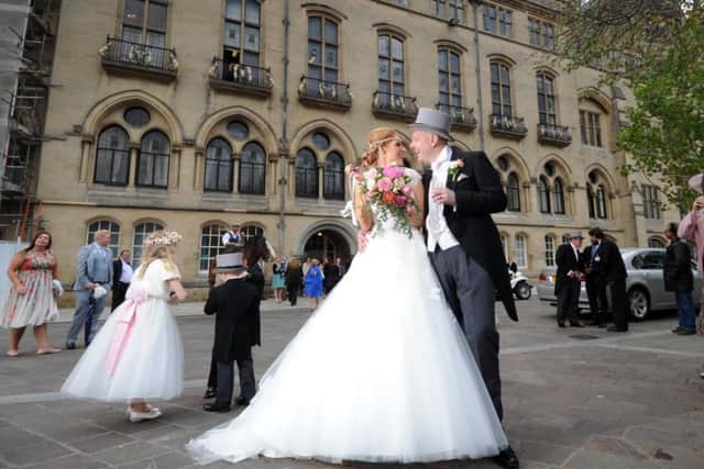 Sarah Dillon and Sean Ward are the first couple to marry at Bradford City Hall. Picture by Simon Hulme