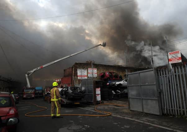 The scene as firefighters tackled the blaze near Thornton Road, Bradford. Pictures by Simon Hulme