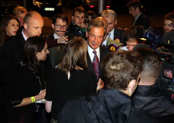 UKIP Party Leader Nigel Farage arrives at Clacton town hall