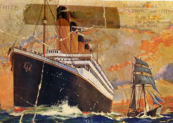An onboard postcard written by passenger Elise Lurette to her nephew, which is part of the Lurette Collection that belonged to French-born maid Elise Lurette, who survived the Titanic disaster