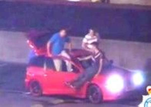 CCTV of the stunt driver in an Asda car park