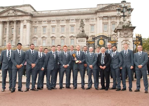 The Yorkshire team outside the gates of Buckingham Palace