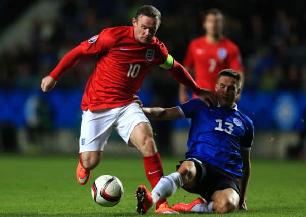 Wayne Rooney in action for England in Estonia.