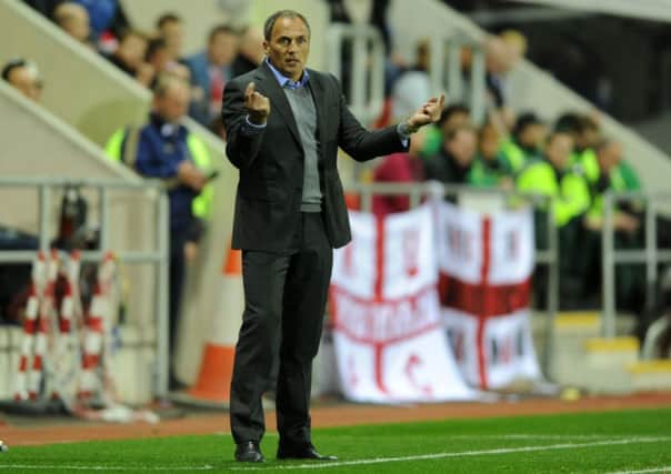 Leeds United manager Darko Milanic directs his players during defeat at Rotherham United (Picture Bruce Rollinson).