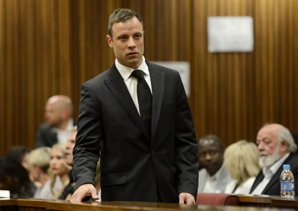 Oscar Pistorius in court in Pretoria, South Africa for sentencing