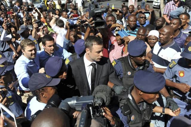 Oscar Pistorius in court in Pretoria, South Africa for sentencing