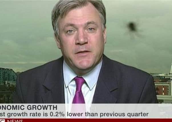 Video grab taken from BBC News of a  spider 'photobombing' an interview with Shadow chancellor Ed Balls.