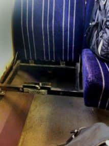 The state of the seat on a local commuter train in Yorkshire.