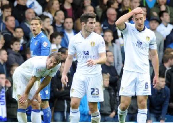 DEJECTED: Leeds United players Stephen Warnock, Marco Silvestri, Lewis Cook and Jason Pearce show their frustration.  Picture: Steve Riding
