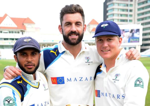 THREE LIONS: Adil Rashid, Liam Plunkett and Gary Ballance are part of a seven-strong Yorkshire contingent to be picked for the England Lions New Year tour of South Africa. Picture: Jonathan Gawthorpe.