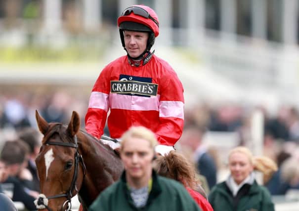 Silviniaco Conti and jockey Noel Fehily after their victory in the Betfred Bowl Chase during the Crabbie's Grand National 2014, Grand Opening Day at Aintree Racecourse, Liverpool.