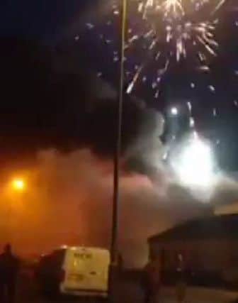 Stills from a mobile phone taken by Jacob Wilcox of the fire at SP Fireworks in Tilcon Avenue, Stafford.