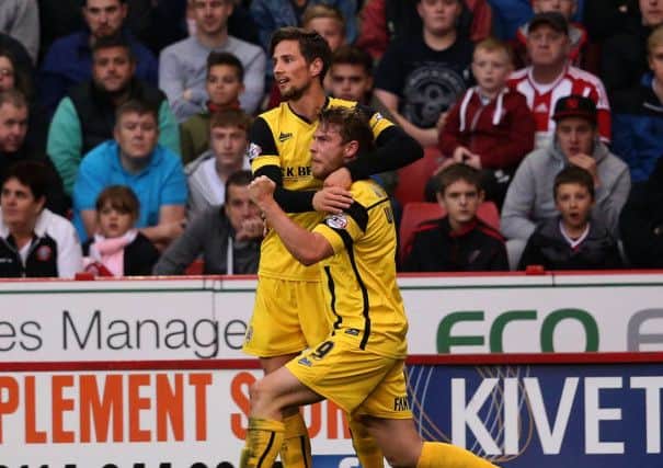 Sam Winnall celebrates his goal. Picture: Martyn Harrison