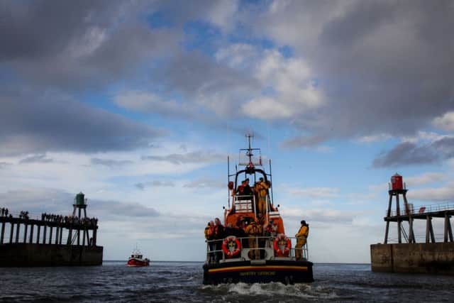 Whitby's All Weather lifeboat leads a flotilla of boats commemorating the centenary of the Rohilla disaster. Picture: Ross Parry