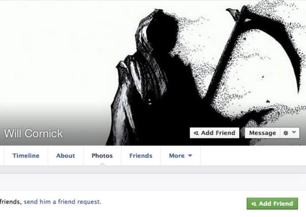 The chilling profile image on Will Cornick's Facebook page