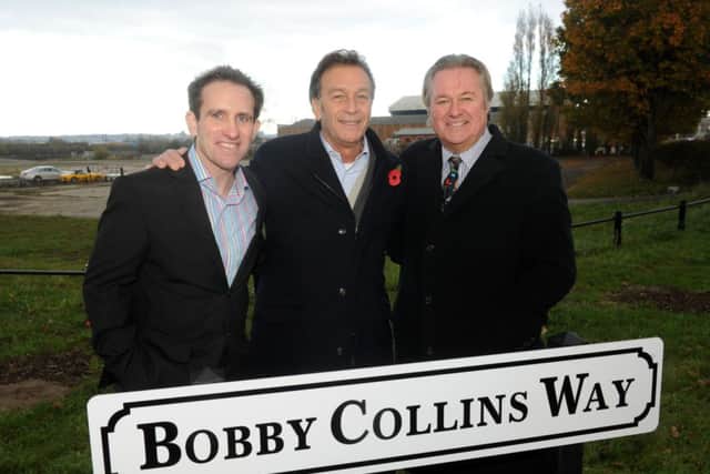 Massimo Cellino with Booby Collins' sons Michael and Robert
