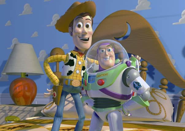 Woody and Buzz Lightyear, from the animated film "Toy Story."