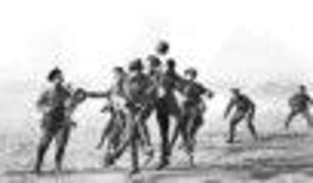Armistice Day football match at Dale Barracks between german soldiers and Royal Welsh fusiliers to remember the famous Christmas Day truce between Germany and Britain    PCH
