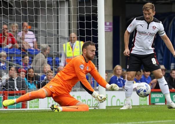 Rotherham keeper Scott Loach in action at Ipswich on September 27