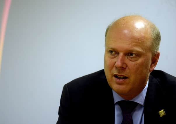 Chris Grayling, pictured during his visit to Beaumont Legal in Wakefield