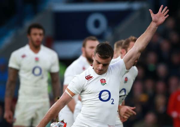 England's George Ford scores a penalty during the QBE International at Twickenham, London.