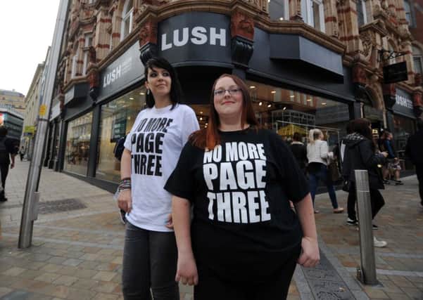 Two 'No More Page Three' protesters in Leeds
