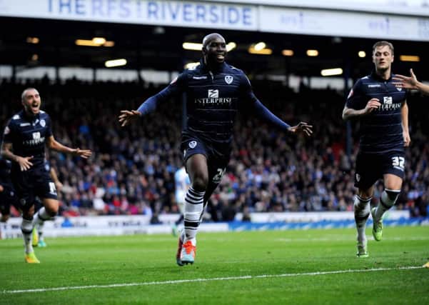 Souleymane Doukara celebrates his goal.
 (Picture: Jonathan Gawthorpe).