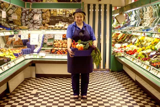 Legendary British pop artist Sir Peter Blake has paid tribute to independent shopkeepers from Yorkshire in a new artwork released in the build-up to Small Business Saturday (6 December). Pictured is Carol Evenden from Duffillâ¬"s Greengrocer in Cottingham is featured amongst 40 small businesses holding the tools of their trade. Sir Peter Blakeâ¬"s new work called HIGH STREET HEROES has been commissioned by American Express, founder of Small Business Saturday in the U.S. and an active supporter of the grassroots campaign in the UK, to shine the spotlight on the nationâ¬"s small businesses and celebrate their importance to the national economy and local communities.