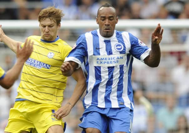 Brighton's Chris O'Grady in action against former club Sheffield Wednesday. He has now joined Steel City rivals United on loan. Picture: Steve Ellis