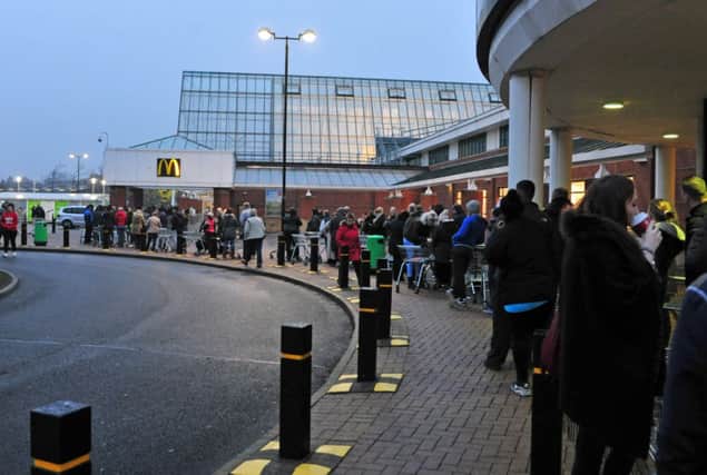 Shoppers queue for bargains at Asda in Pudsey, Leeds on Black Friday.